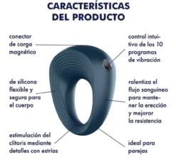 Anillo Vibrador Power Ring Azul Oscuro
