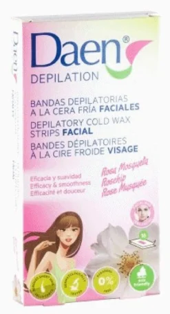 Banda Depilatoria Facial Cera Fría Rosa Mosqueta