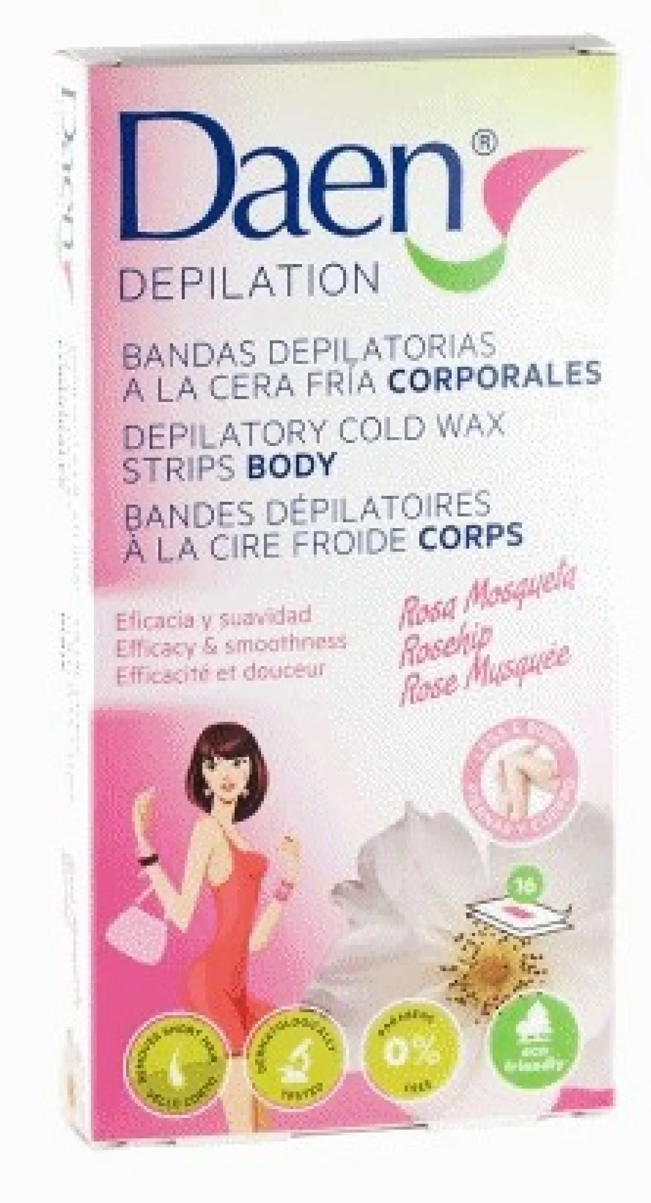 Bandas Depilatorias Corporales Cera Fría con Rosa Mosqueta