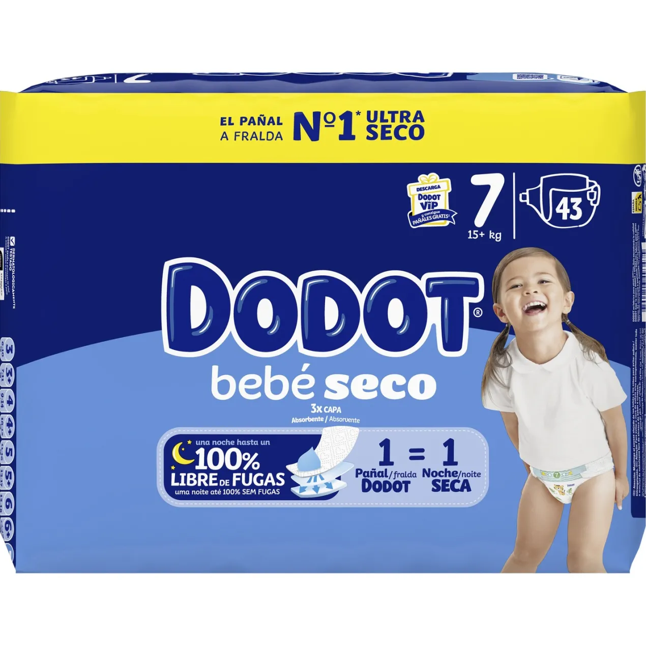 Bebé Seco Talla 7 Pañales para Bebé 15kg+