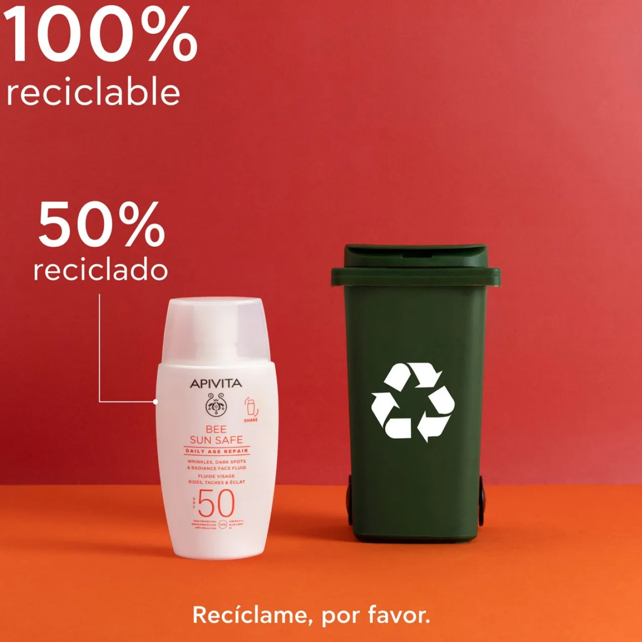 Bee Sun Safe Fluido Facial Reparación Antiedad SPF50