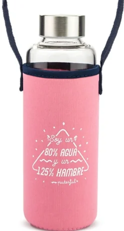Botella de Cristal Agua y Hambre