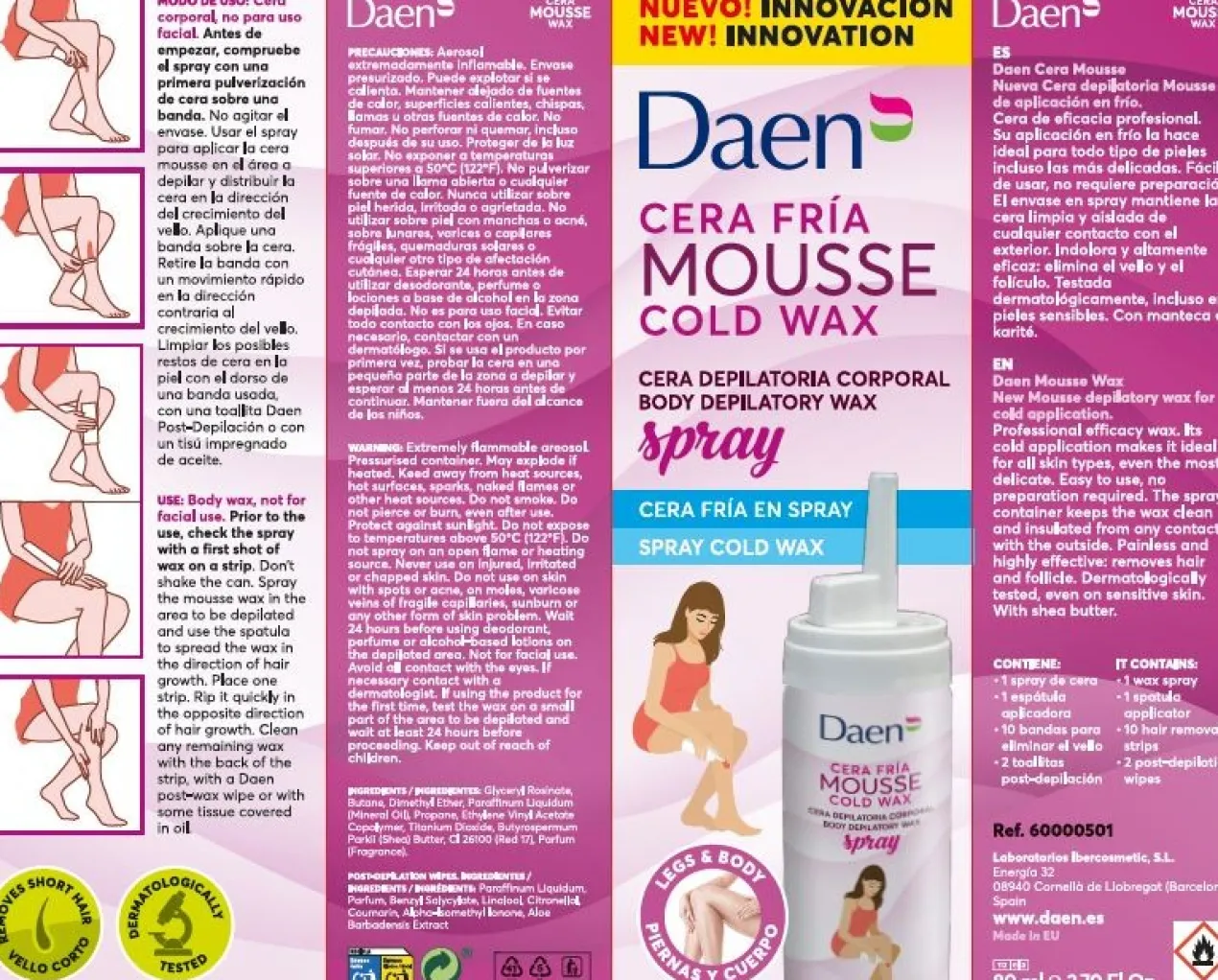 Cera Fría Mousse Cold Wax Cera Depilatoria Corporal Spray