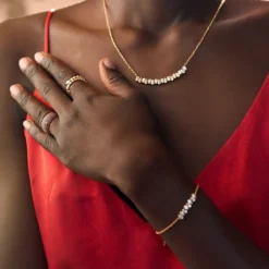 Collar Dhan Plata de Ley / Recubrimiento oro 18K