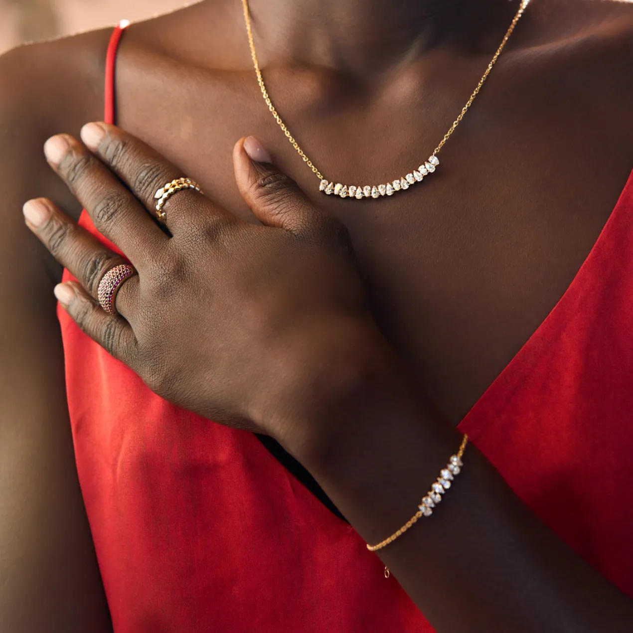 Collar Dhan Plata de Ley / Recubrimiento oro 18K