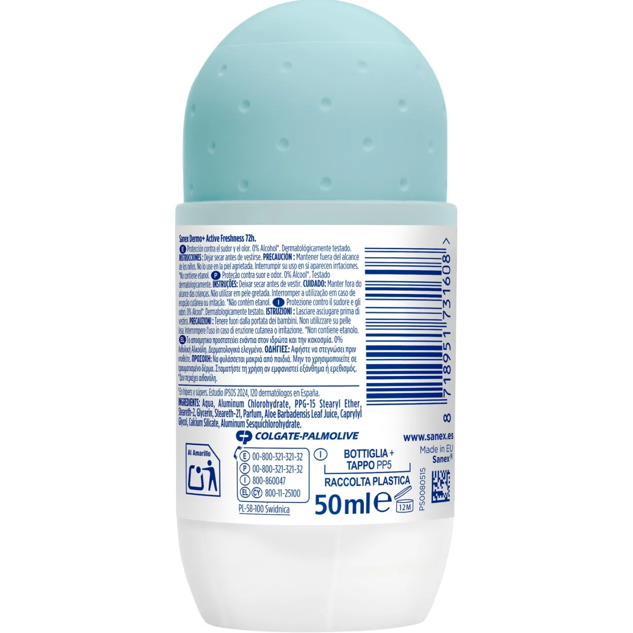 Desodorante Roll-On Dermo Active Freshness 72h Anti-Transpirante