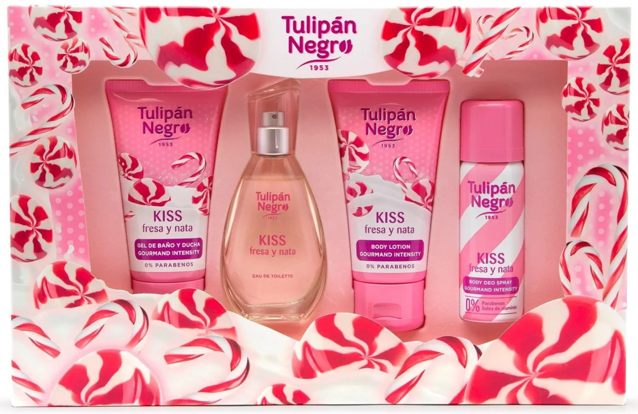 Estuche Kiss Tulipán Negro Fresa y Nata