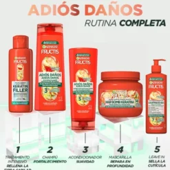 Fructis Crema sin Aclarado 10-en-1 Adiós Daños con Aceite de Marula para cabello dañado