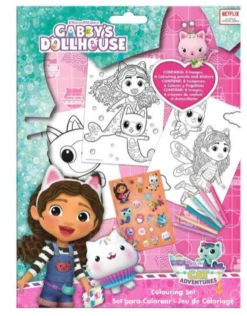 Gabby's Dollhouse Set Colorear y Pegatinas