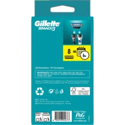 Gillette Mach3 Pack Ahorro 7+1 Recambios Para Maquinillas De Afeitar Para Hombre