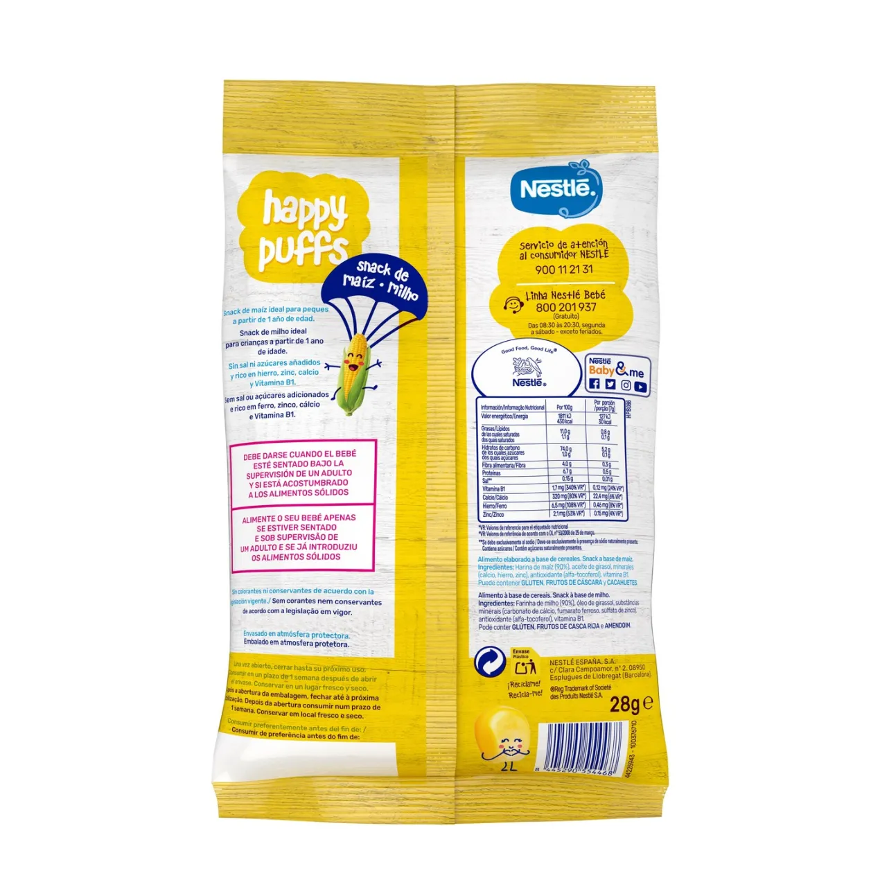 Happy Puffs Maíz Natural Snack a base de maíz