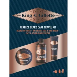 King C. Gillette Perfect Beard Care Travel Kit Set Cuidado de Barba