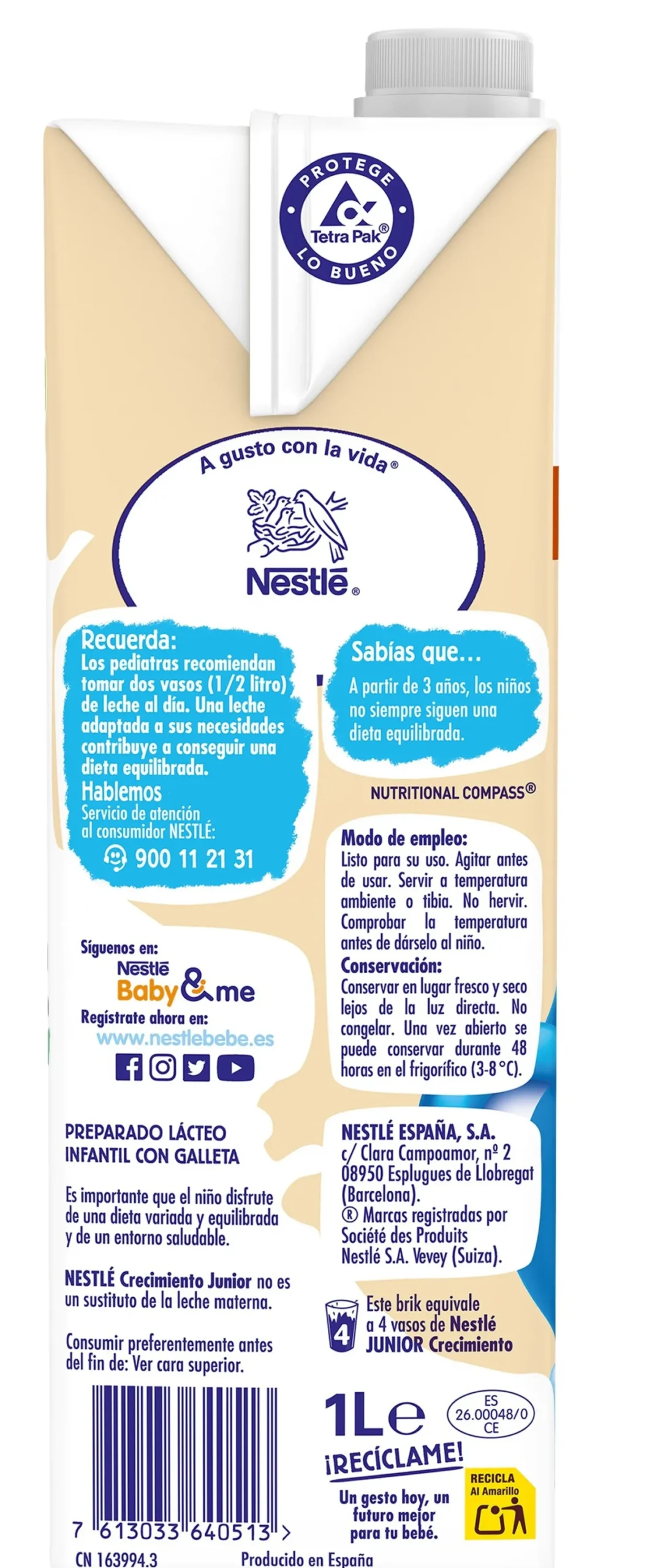 Leche Júnior Crecimiento Galleta María