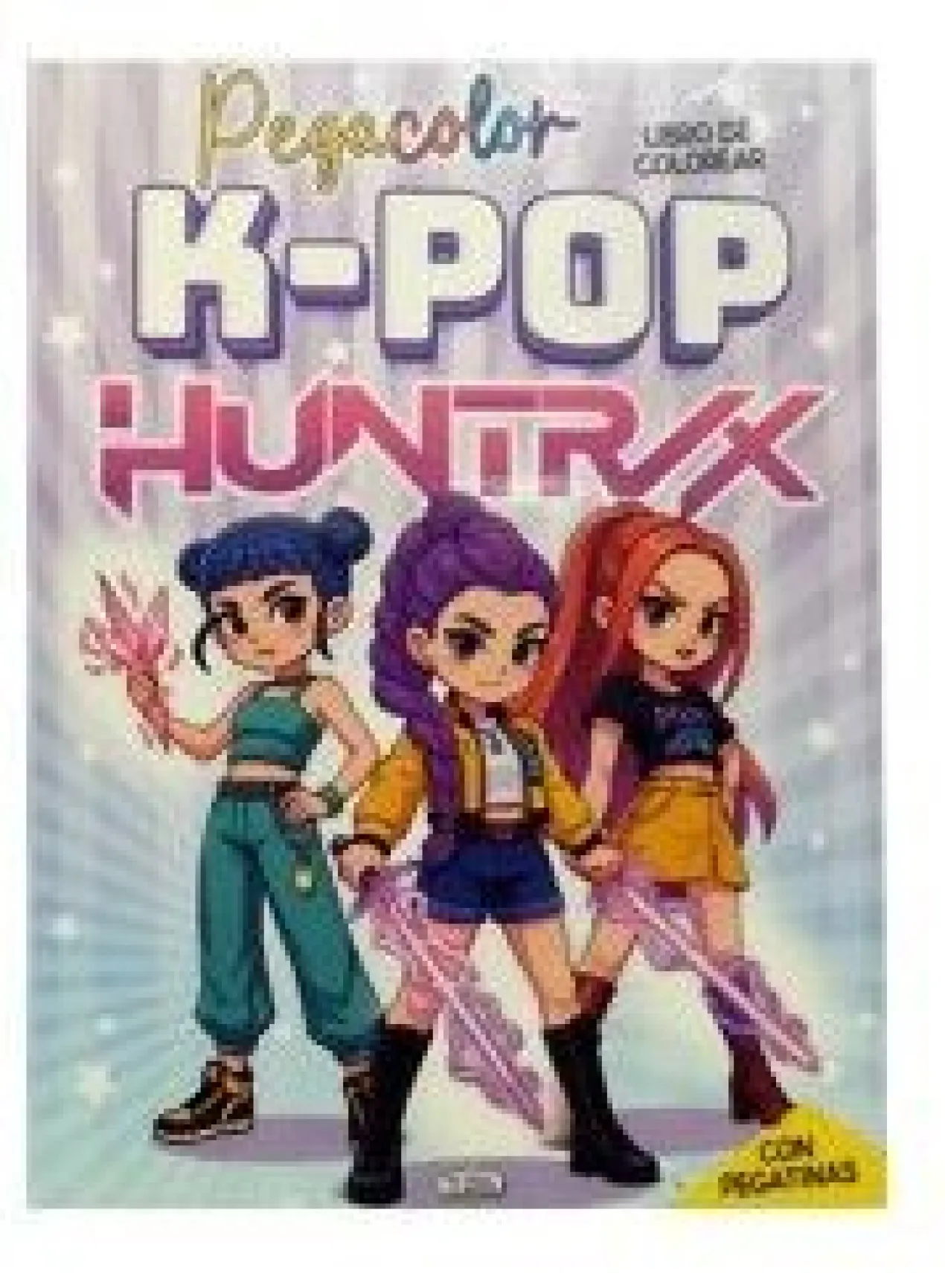 Libro Colorear K-Pop Huntrix PegaColor Con Pegatinas