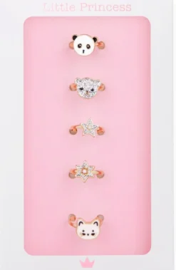 Little Princess Set Anillos Dorados Animalitos y Estrellas