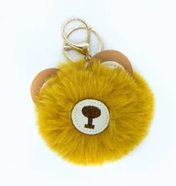 Llavero Bola Pelo Oso Marrón