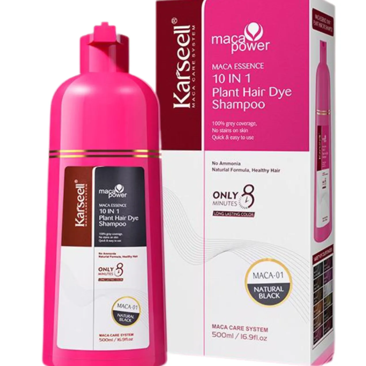 Maca Essence Champú Tinte 10 en 1 Negro