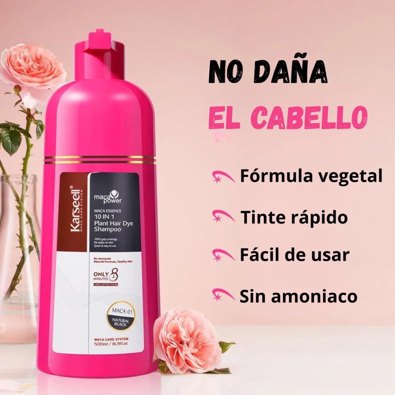 Maca Essence Champú Tinte 10 en 1 Negro