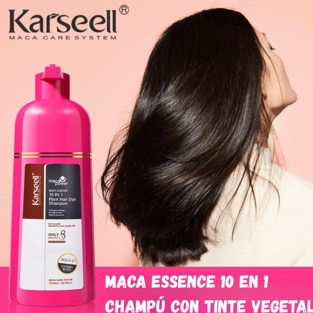 Maca Essence Champú Tinte 10 en 1 Negro