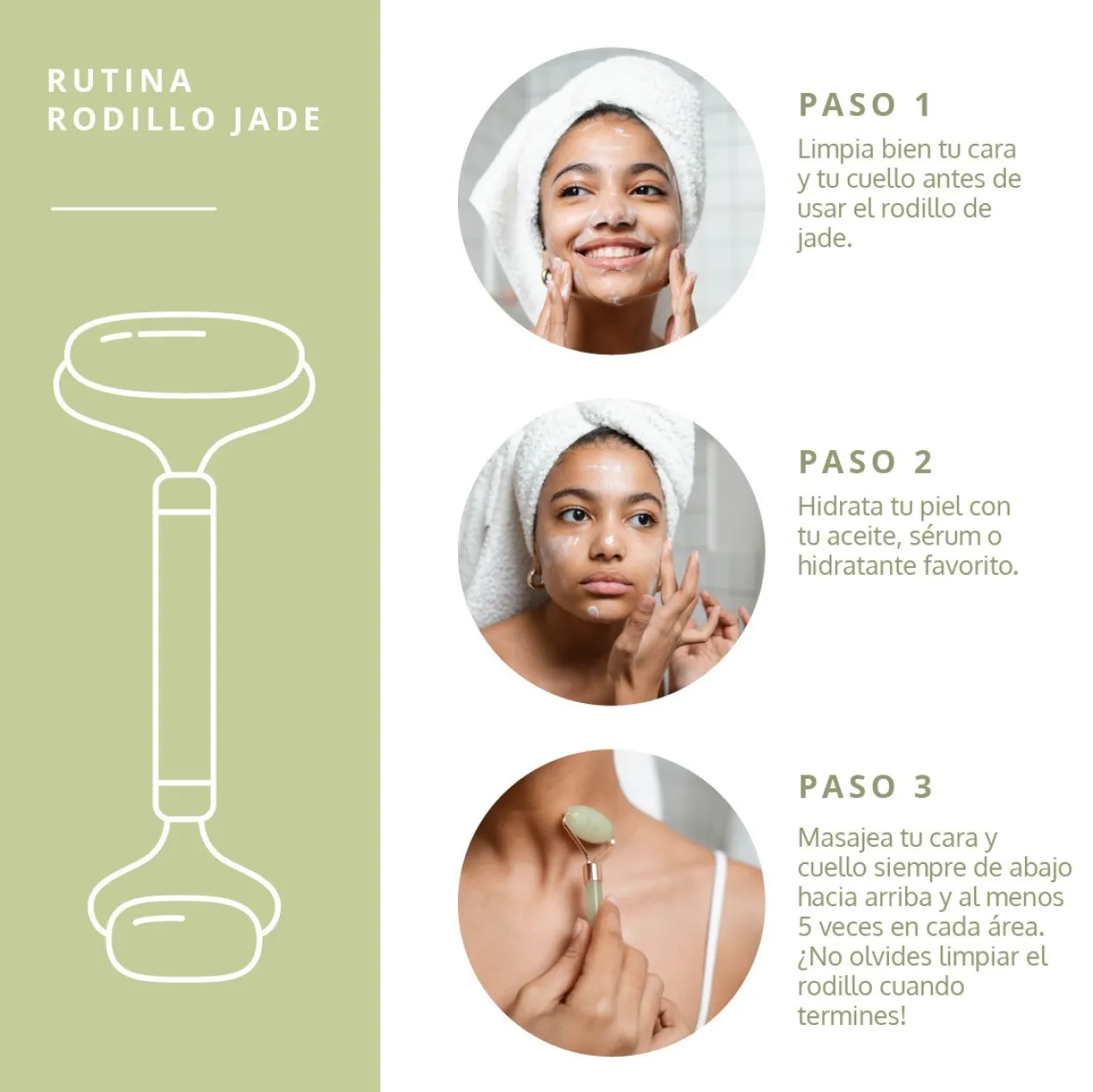 Masajeador Facial Pieda Jade 2 Rodillos