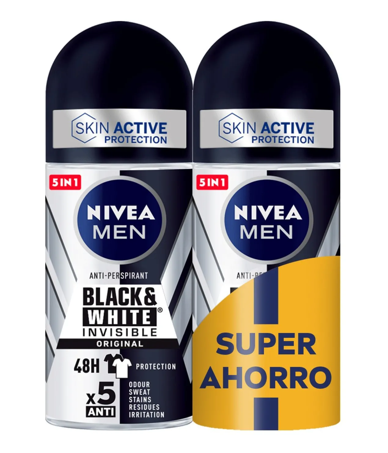 Men Black & White Desodorante Invisible Original Duplo Ahorro