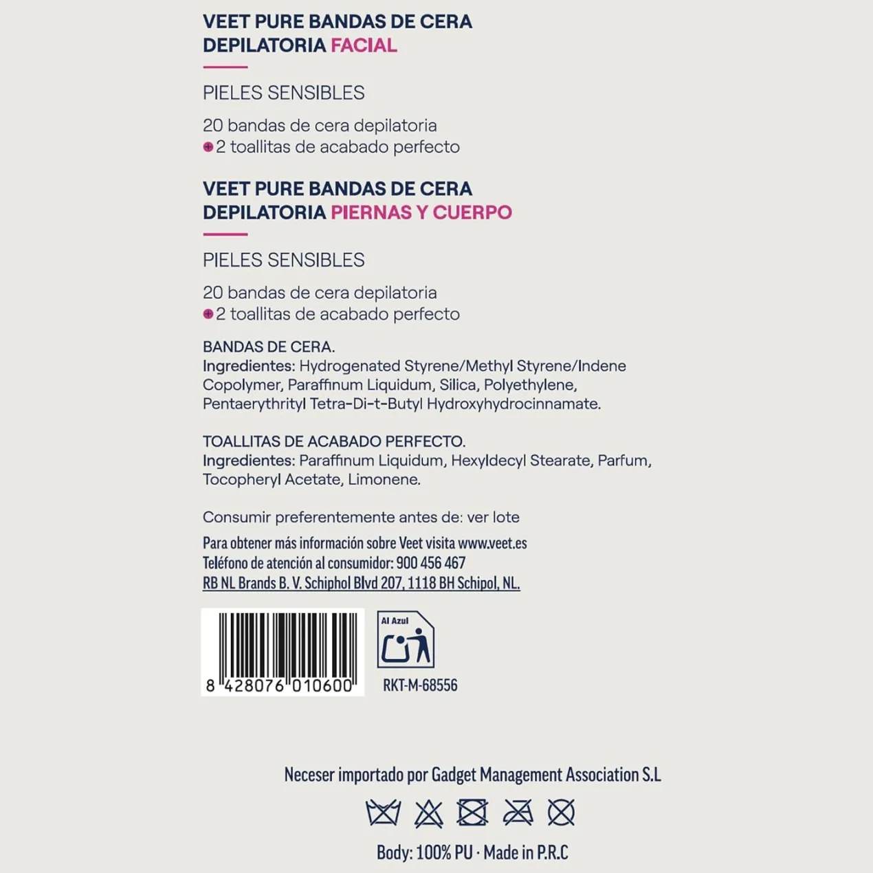 Neceser Bandas de Cera Depilatoria