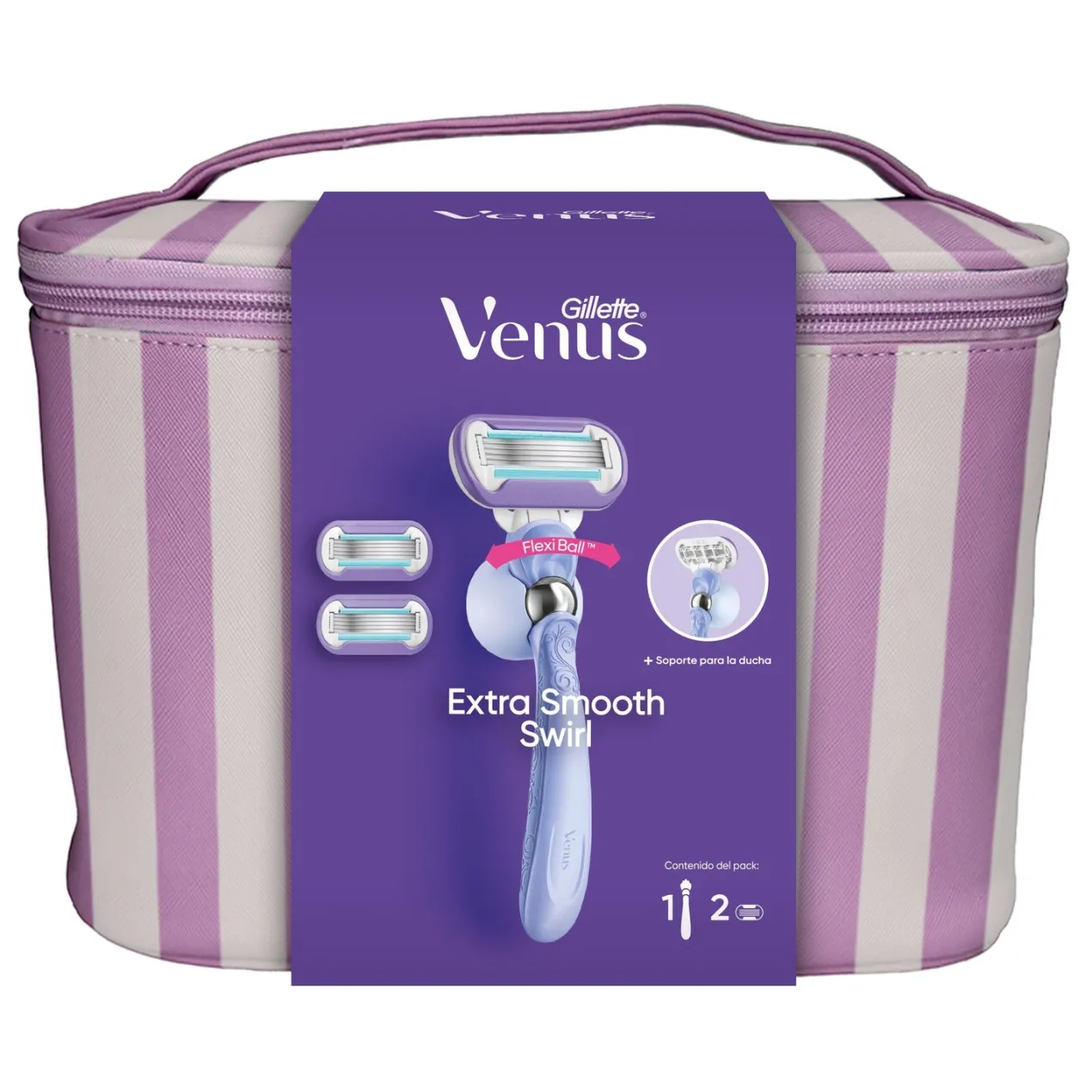 Neceser Venus Extra Smooth Swirl Maquinilla + 2 Recambios + Soporte