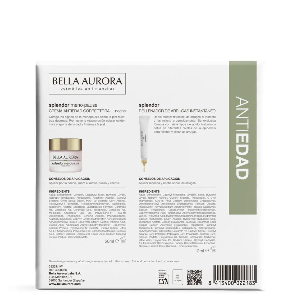 Pack Splendor Menopause Noche Crema+ Rellenador