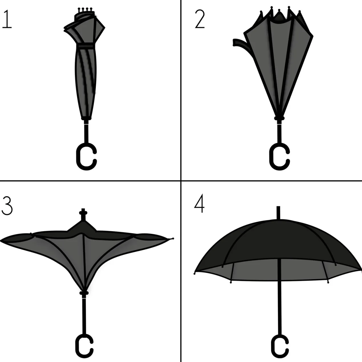 Paraguas Reversible Rayas Rosas