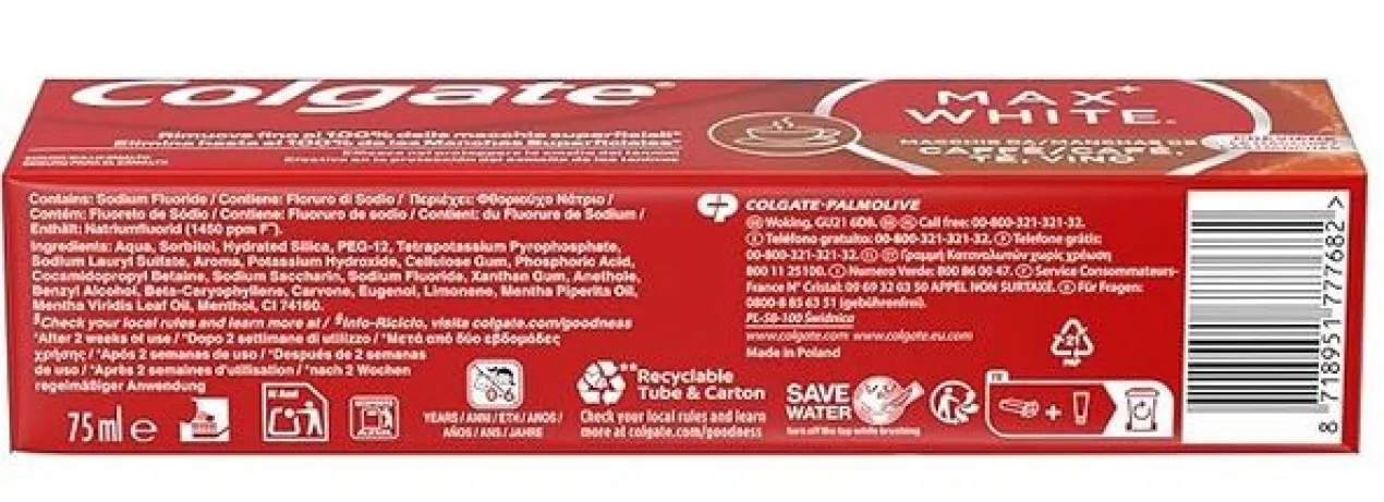 Pasta de Dientes Blanqueadora Max White For Coffee, Tea & Wine