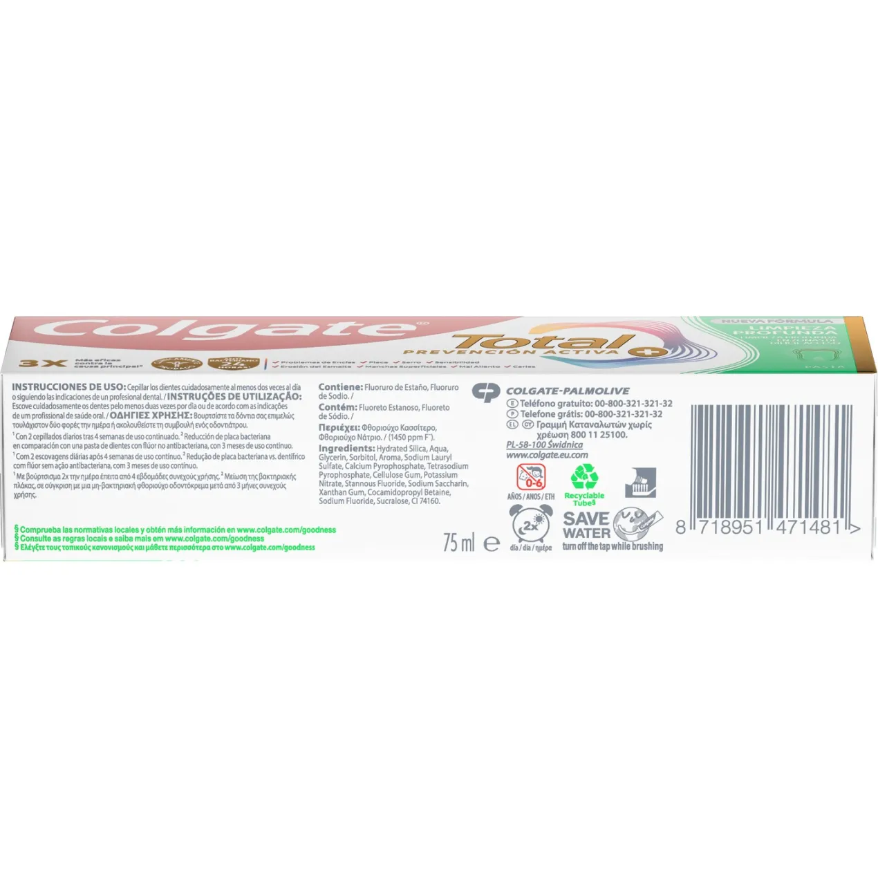 Pasta de Dientes Total Prevención Activa + Limpieza Profunda