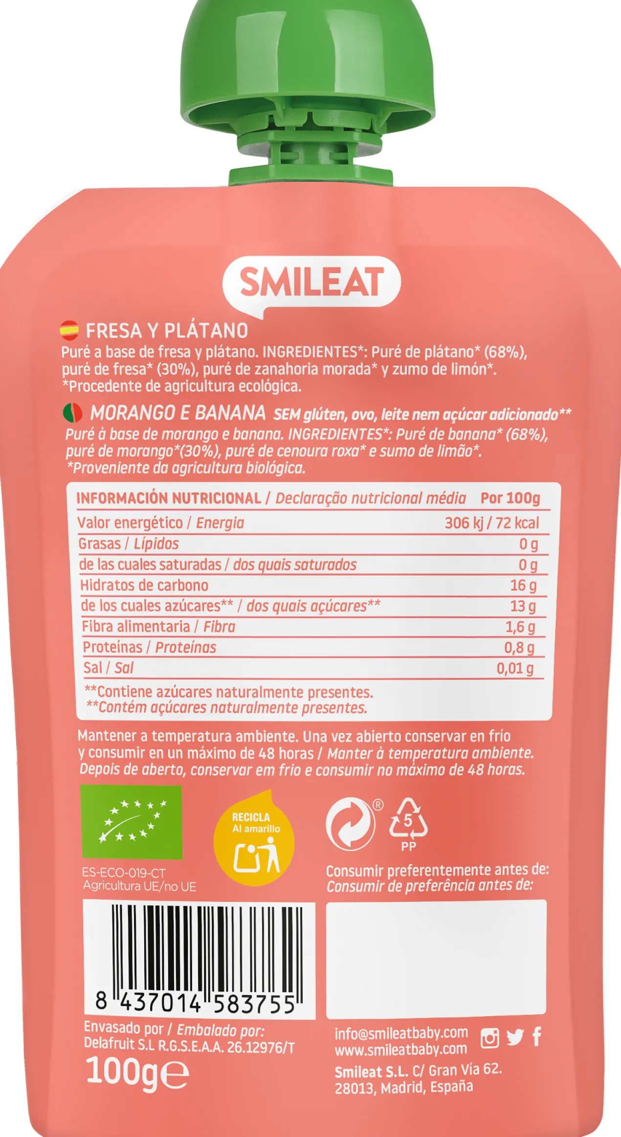 Pouch de Fresa y Plátano