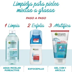 Pure Active Arcilla 3 en 1 Gel Limpiador, Exfoliante y Mascarilla