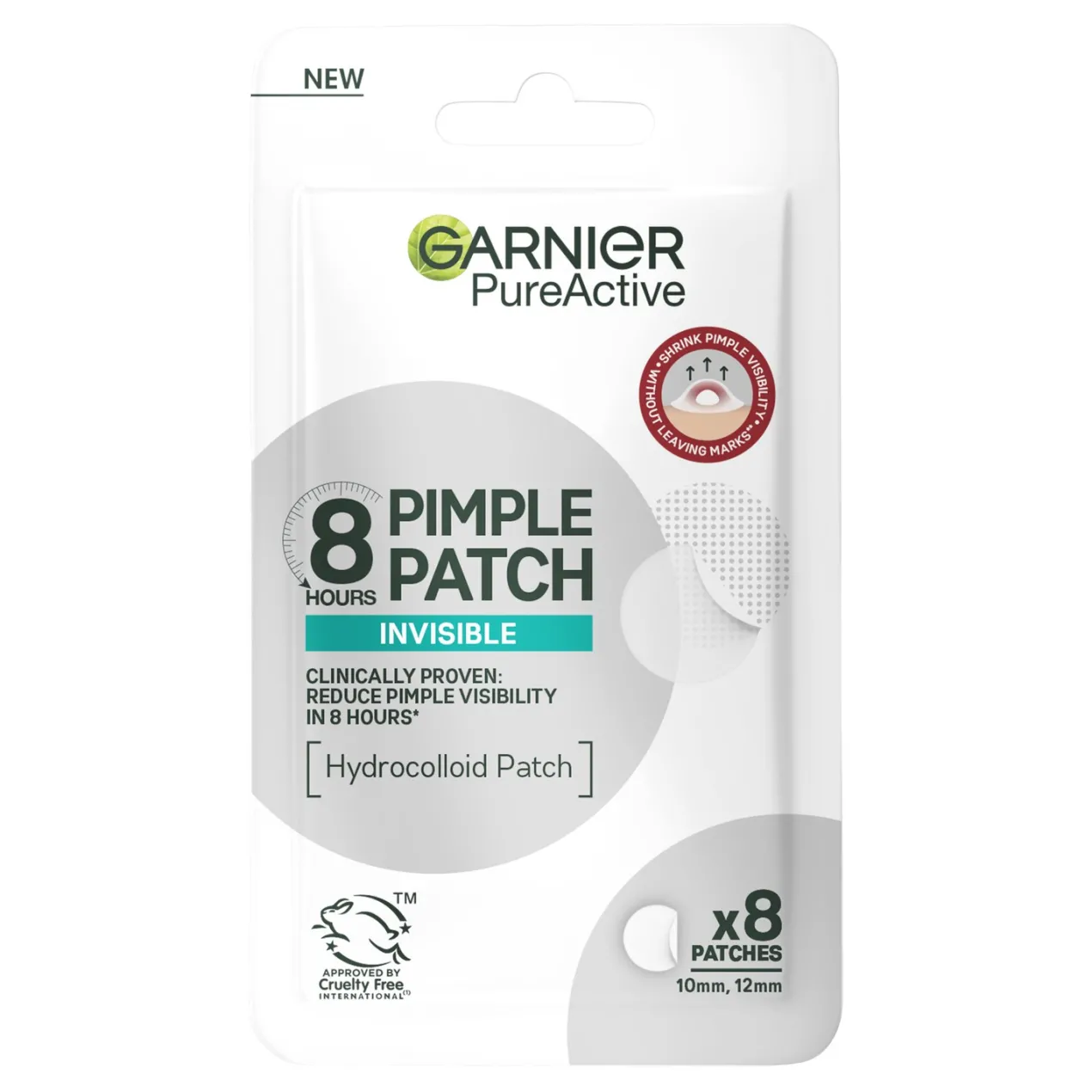 Pure Active Pimple Patch Invisible 8h Parche con Tecnología Hidrocoloide con BHA para Granitos
