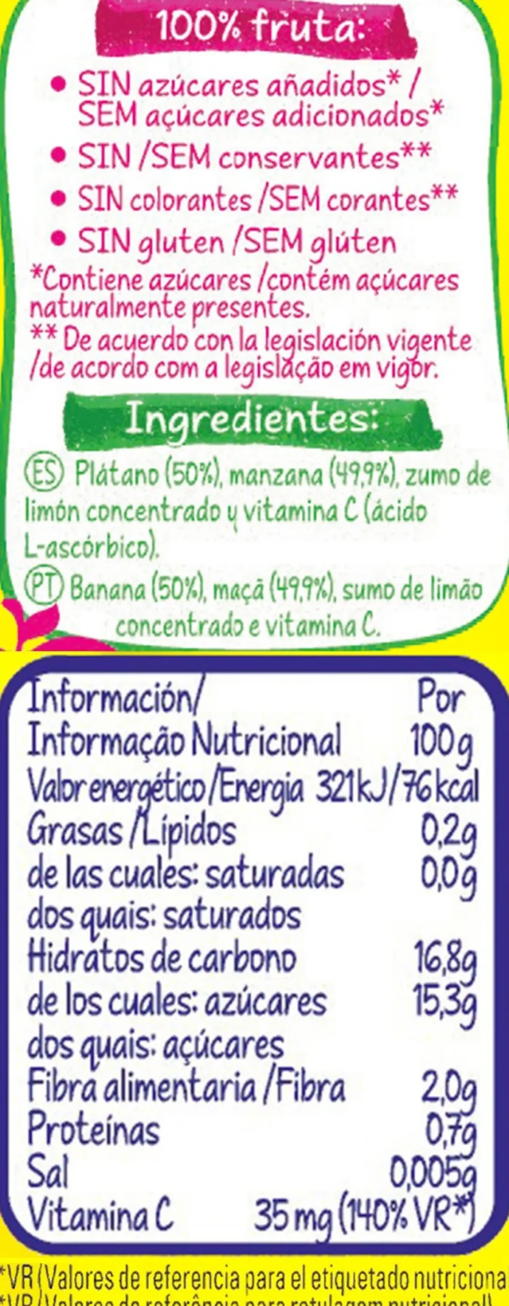 Puré Plátano y Manzana en Bolsita