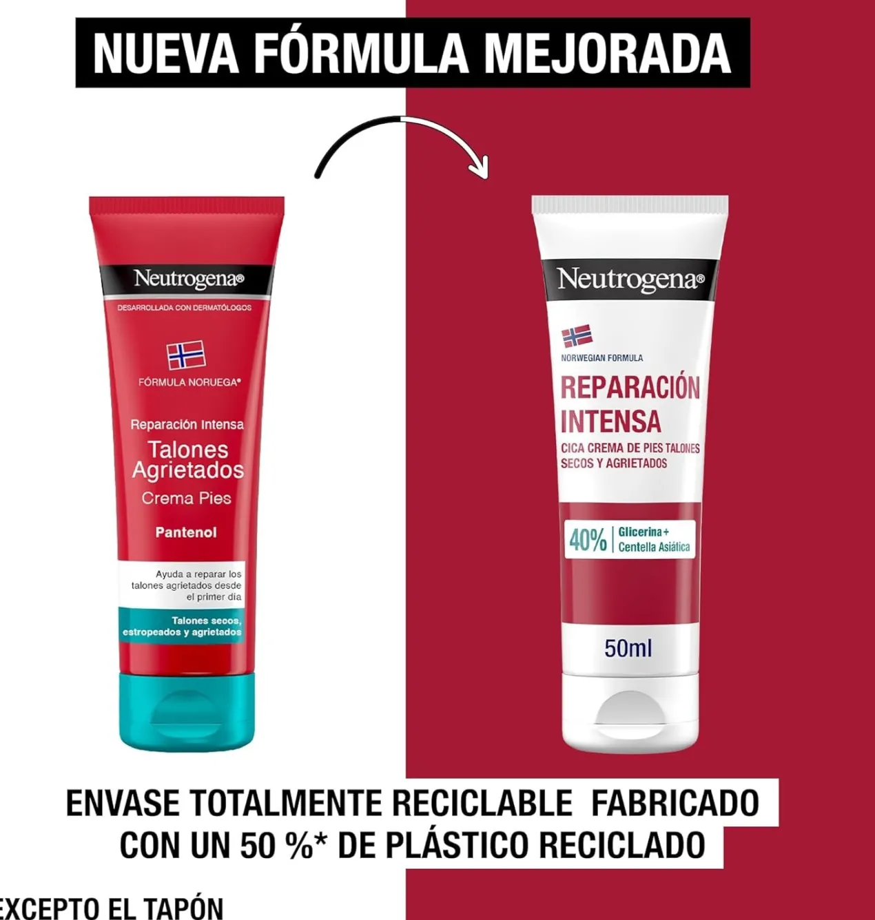 Reparación Intensa CICA Crema Pies Talones Agrietados
