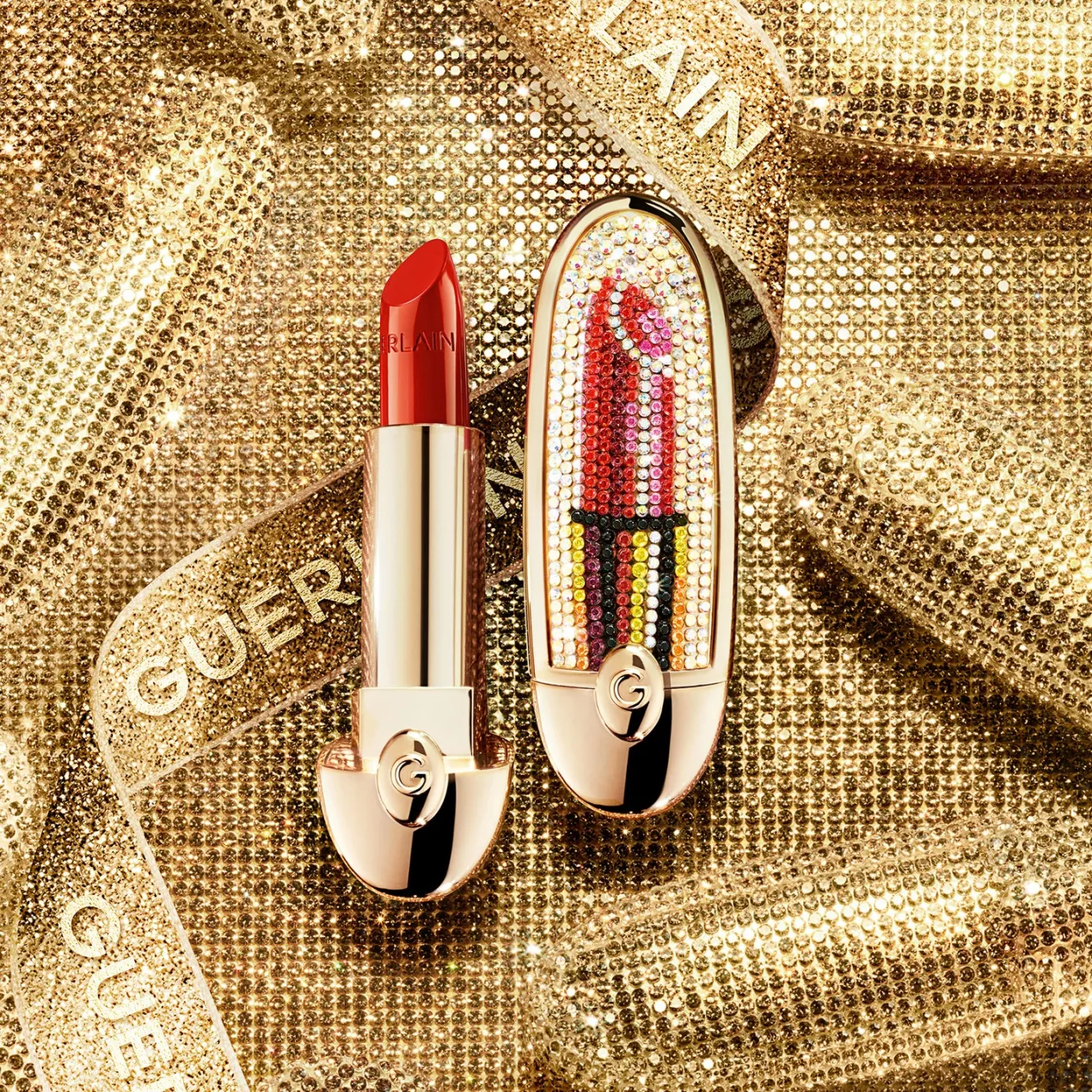 Rouge G Carcasa Joya Doble Espejo Barra de Labios Personalizable