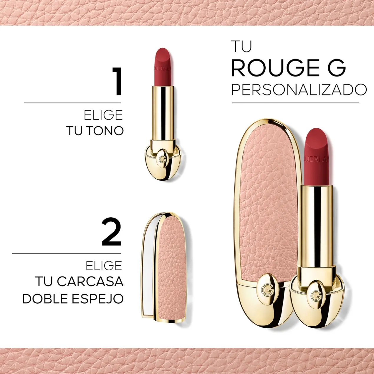 Rouge G Carcasa Joya Doble Espejo Barra de Labios Personalizable