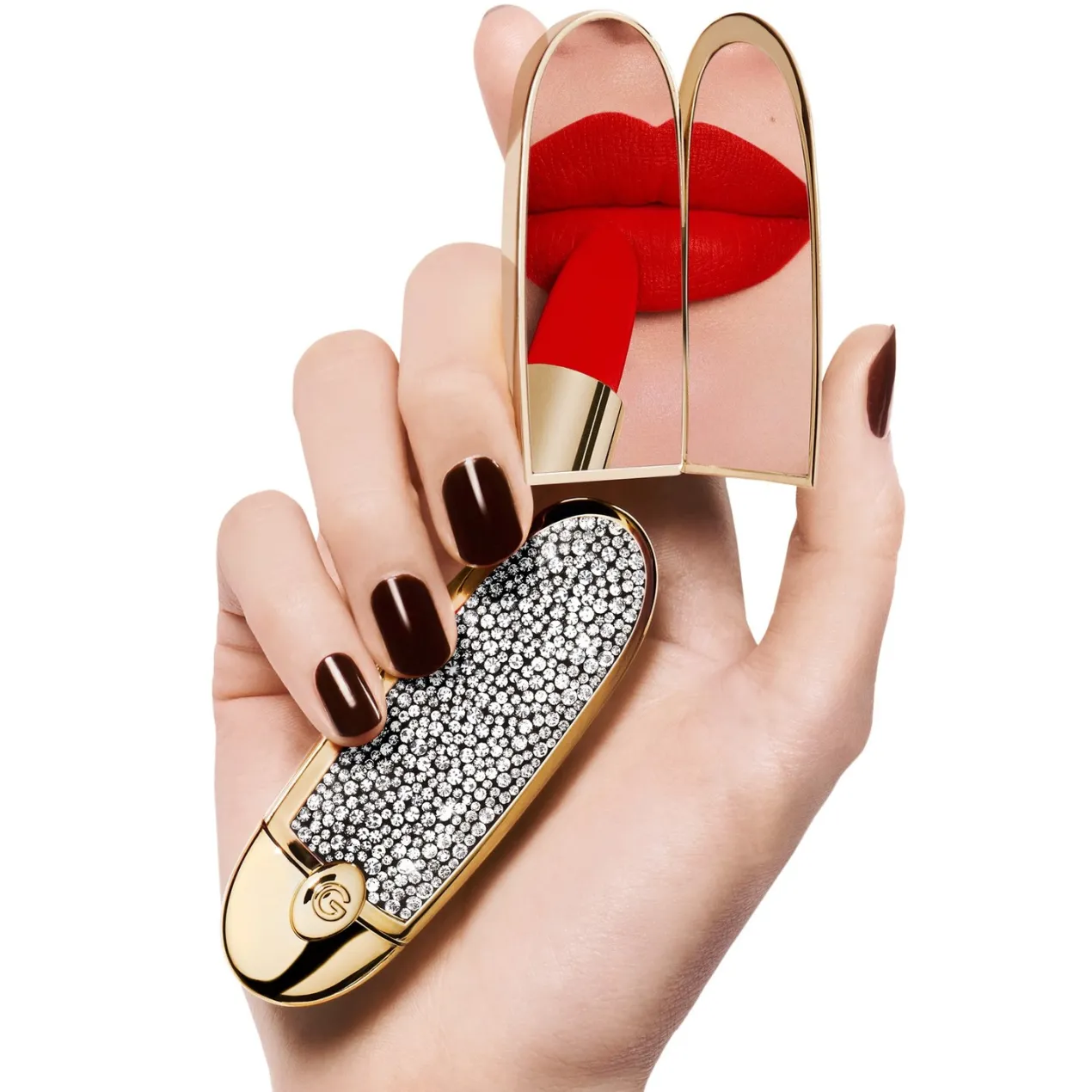 Rouge G Carcasa Joya Doble Espejo Barra de Labios Personalizable