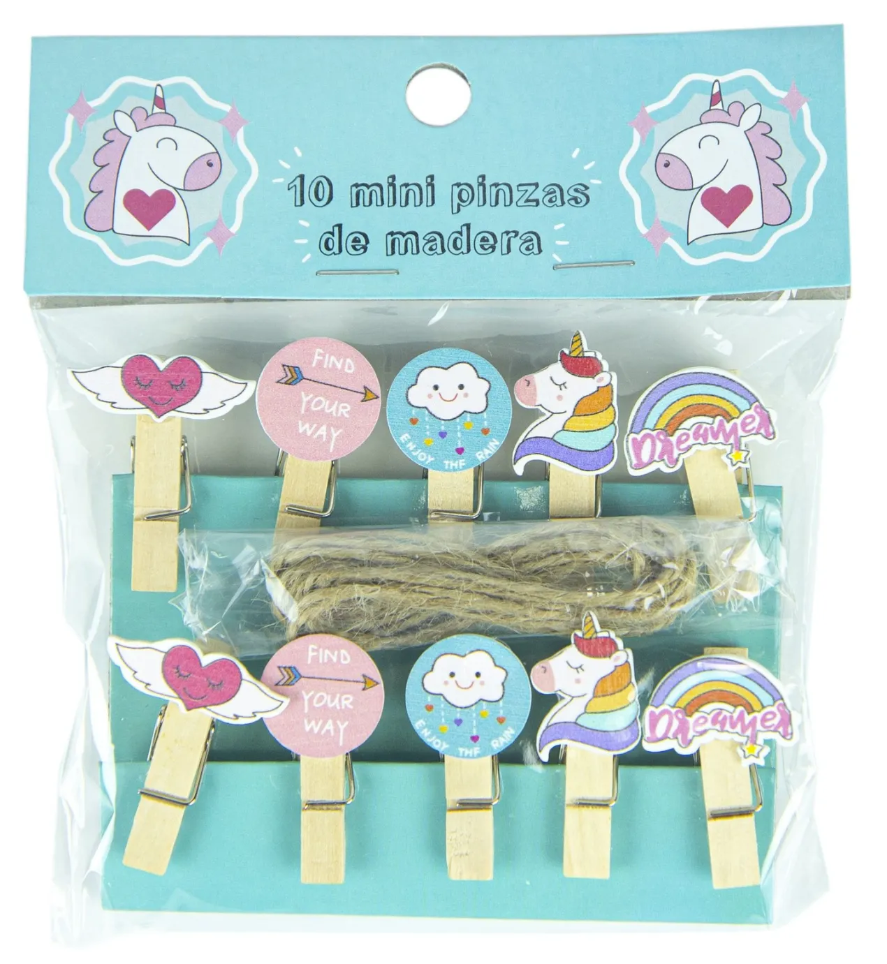Set de Mini Pinzas de Madera Unicornio