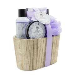 Set de Baño Cubo de Madera Lavender Botanique