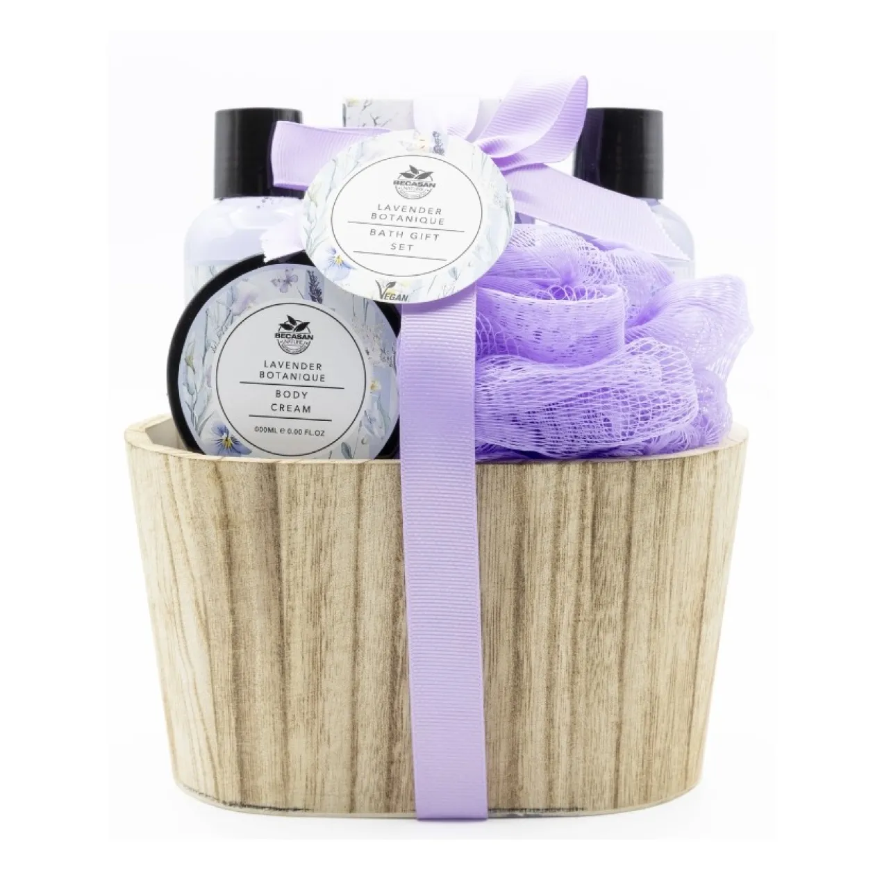Set de Baño Cubo de Madera Lavender Botanique