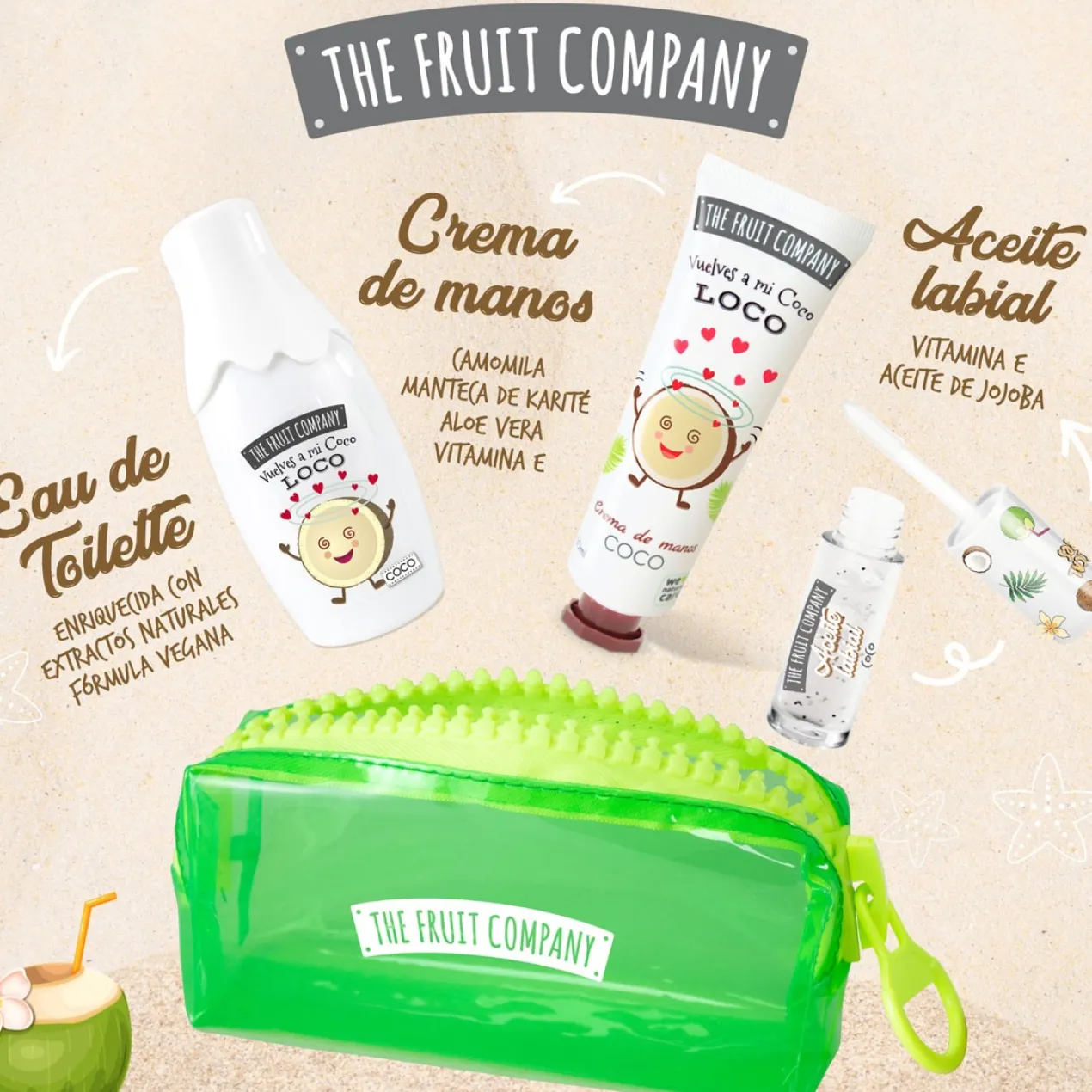 Set Summer Coco EDT + Crema de Manos + Aceite Labial + Neceser