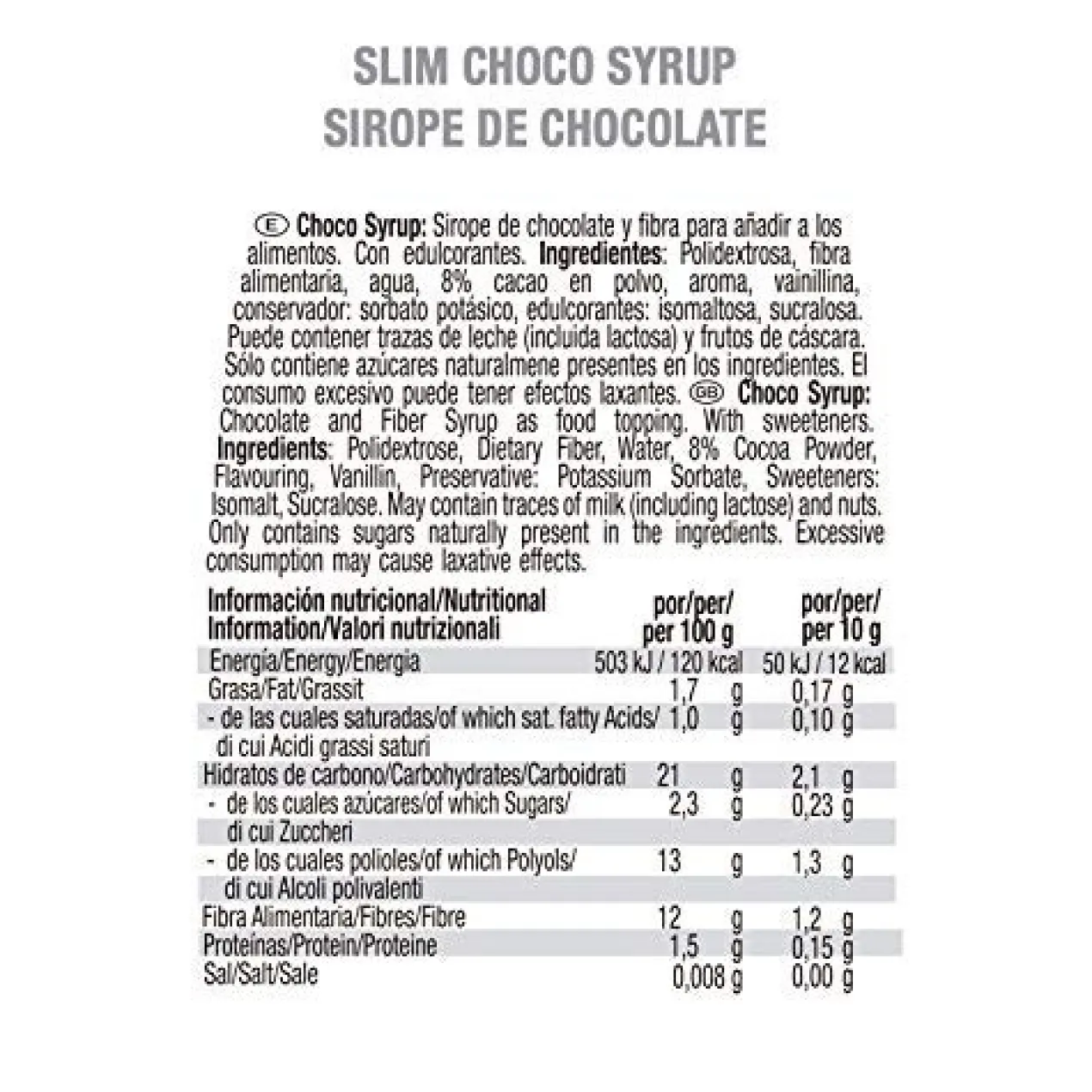 Slim Choco Syrup Sirope sin calorías
