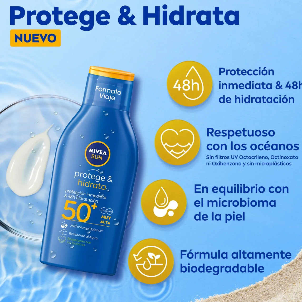 SUN Protege & Hidrata Loción Solar SPF50+ Formato Viaje