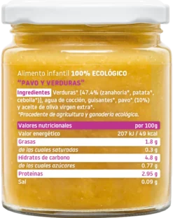 Tarrito Pavo con Verduras Ecológico