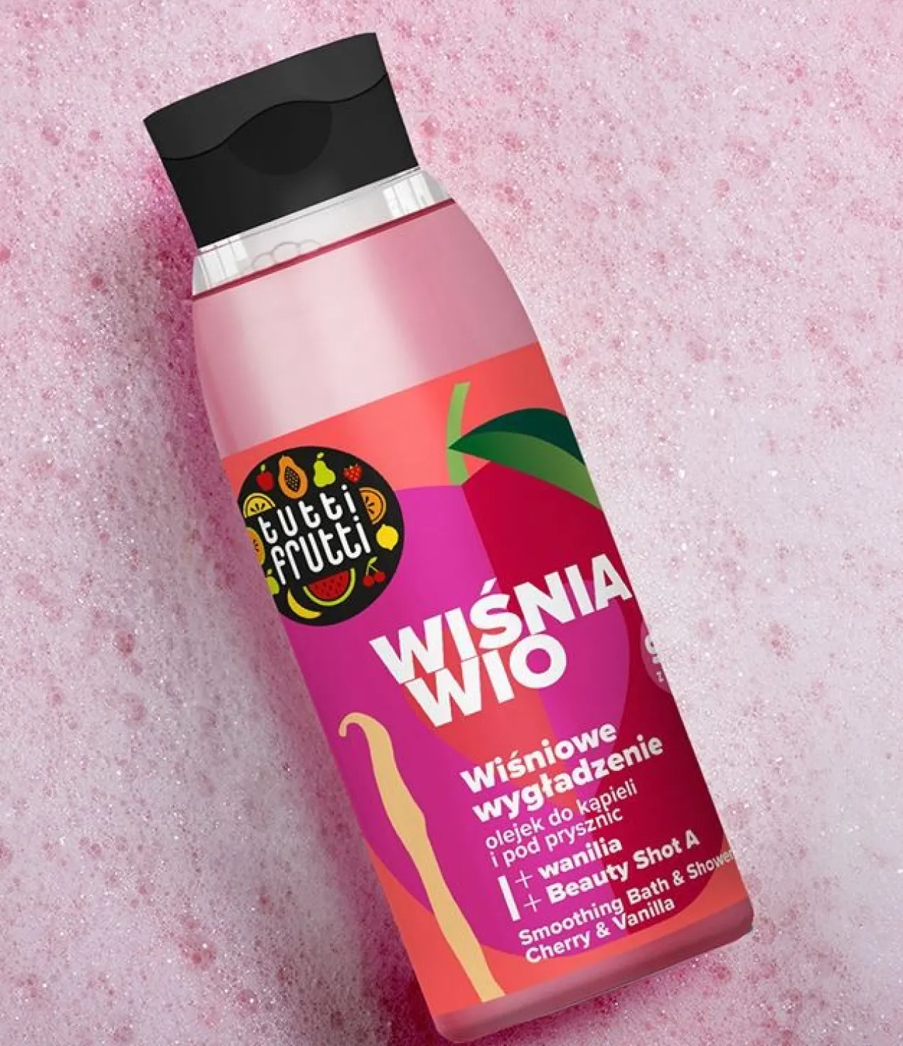 Tutti Frutti Aceite Suavizante para Baño y Ducha con Cereza y Vainilla + Beauty Shot A