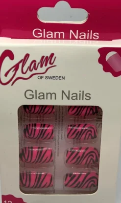 Uñas Postizas Cebra Rosa