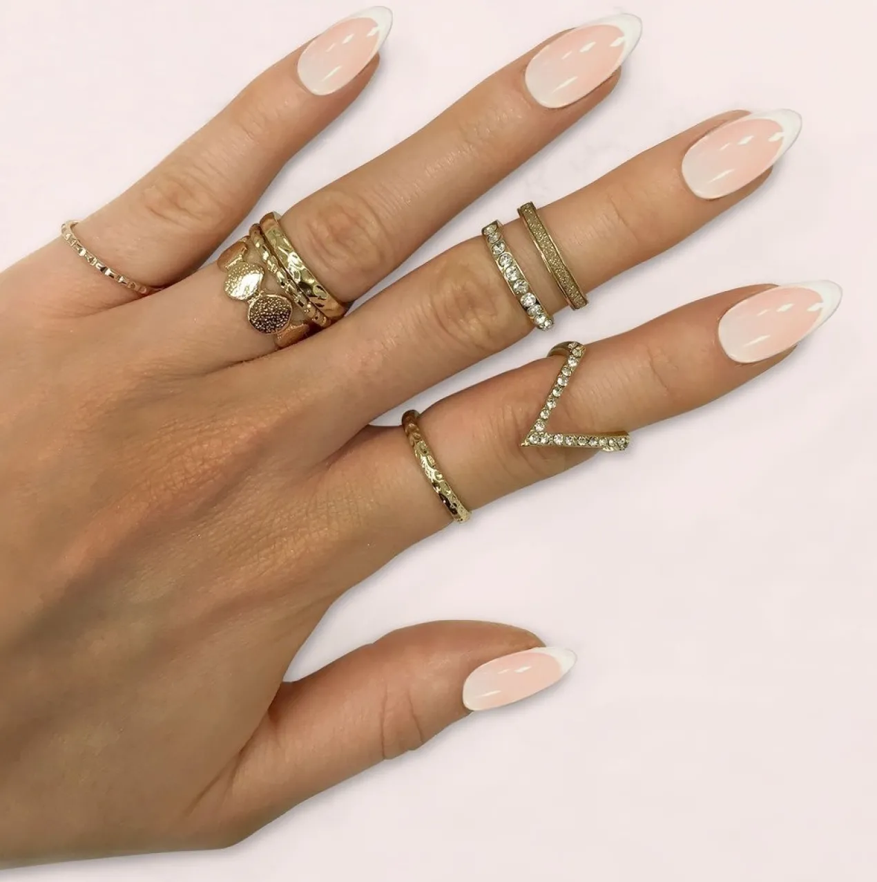 Uñas Postizas Stiletto Frenchie
