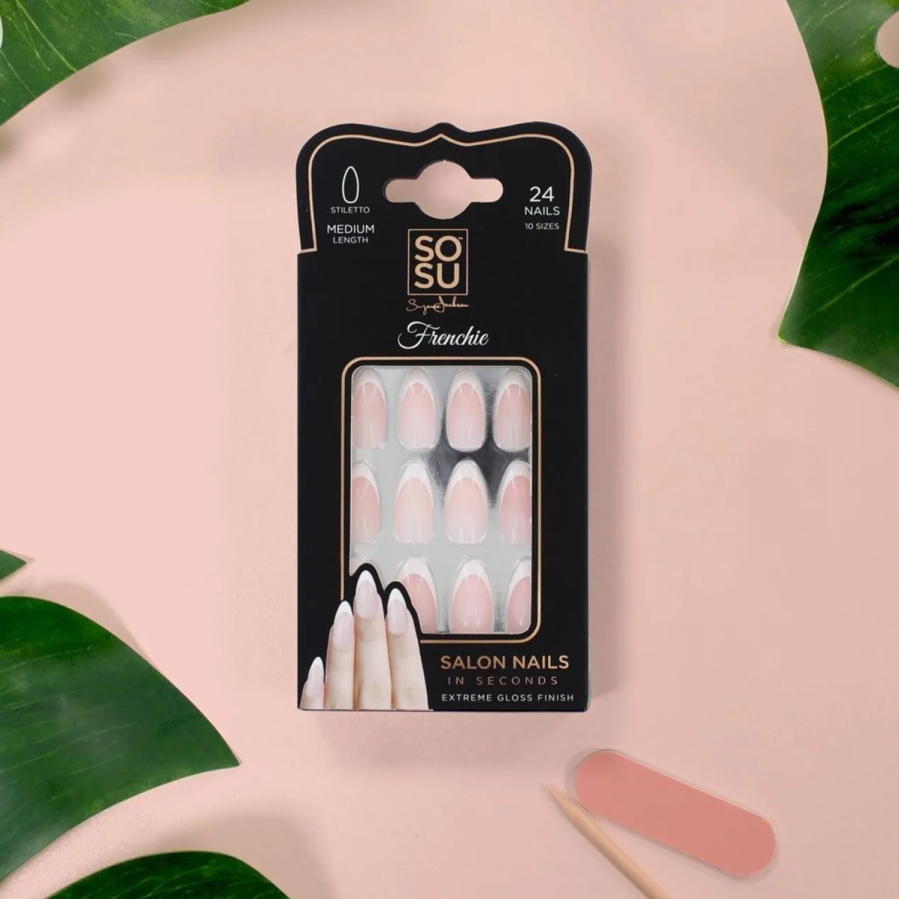 Uñas Postizas Stiletto Frenchie